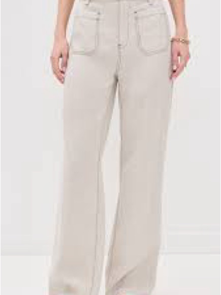 Madewell Light Beige Flare Linen Pants- Lagenlook Coastal